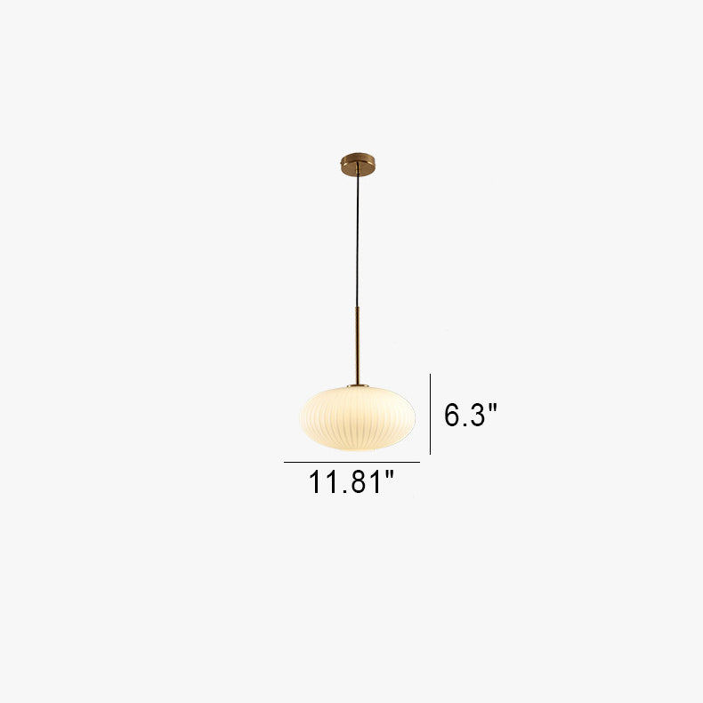 Lantoria Minimalistische Pendelleuchte | Ovaler Glasschirm | Cremefarbenes Nordic Design | 1-flammige Hängeleuchte