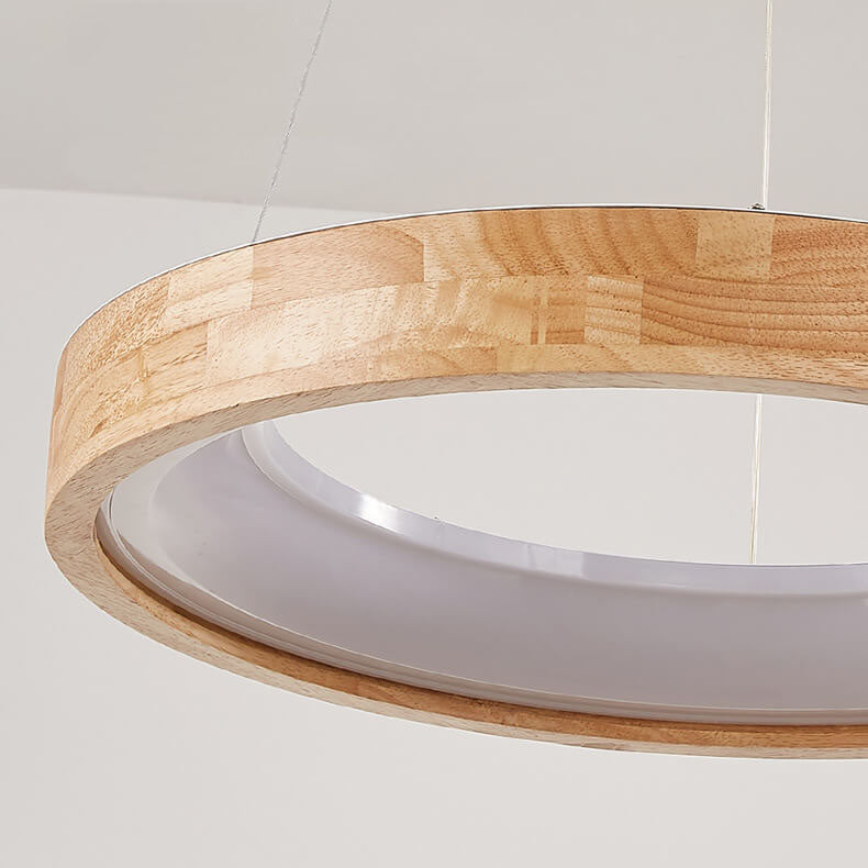 ZenCircle Japanischer LED Kronleuchter | Minimalistisches Design | Holzring | Dimmbar