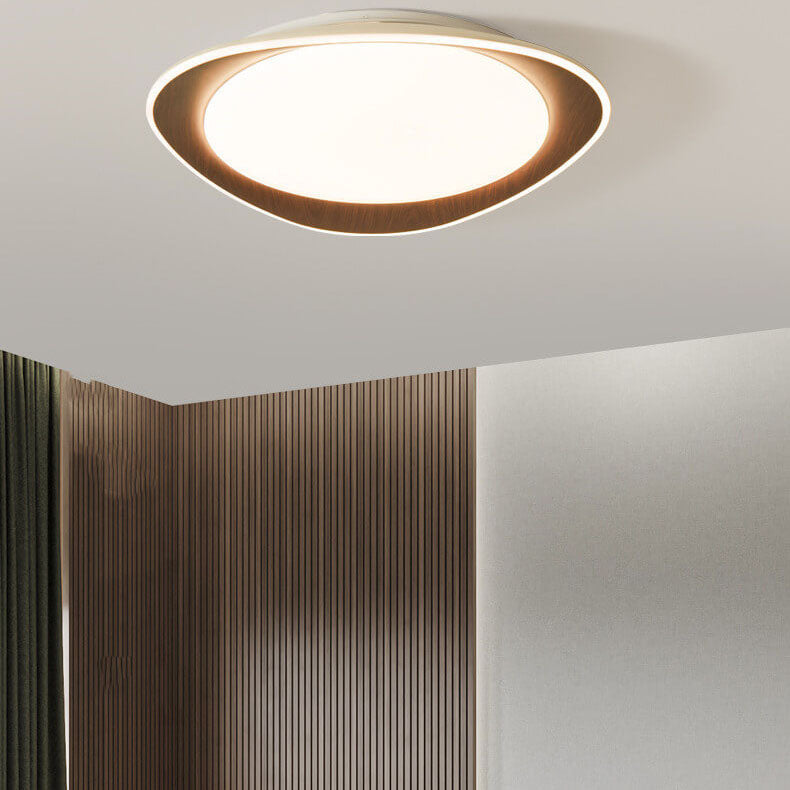 PebbleLuxe Minimalistische LED Deckenleuchte | Holzoptik | Flaches Design | Dimmbare Beleuchtung