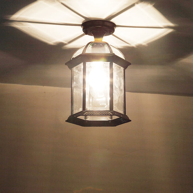 HexaLux Außenlaterne Deckenleuchte | Wasserdicht | Hexagonales Design | Semi-Aufbau-Montage