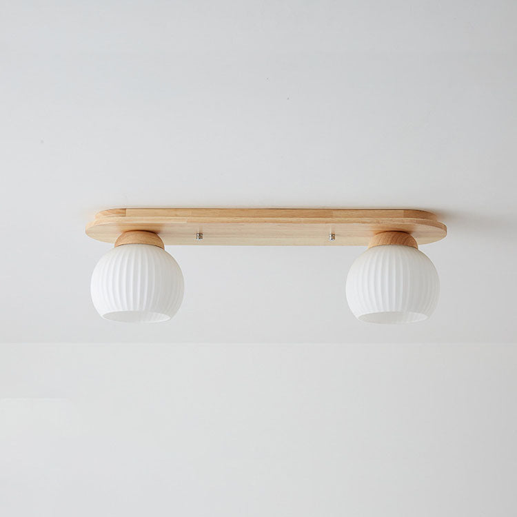 Zeniro Japanischer Stil Deckenleuchte | Gestreiftes Glas & Holz | Flush Mount | Minimalistisches Design