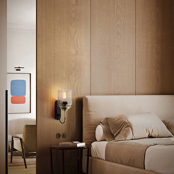 Cylindrix Schlafzimmer-Wandleuchte | Modernes Luxusdesign | Eisen & Glas | 1-flammig