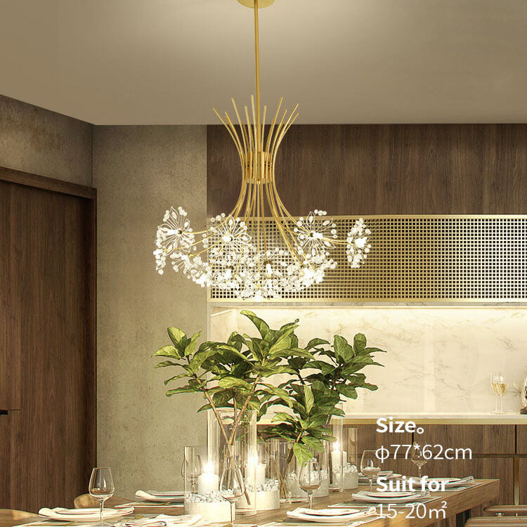 Dandelux Elegance Kristall-Kronleuchter | 13 & 19 Lichter | Dandelion Design | Warmes & Weißes Licht | Dekorative Beleuchtung für Zuhause