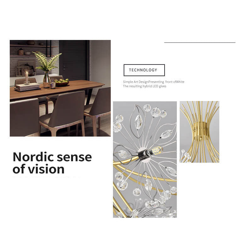 Dandelux Elegance Kristall-Kronleuchter | 13 & 19 Lichter | Dandelion Design | Warmes & Weißes Licht | Dekorative Beleuchtung für Zuhause