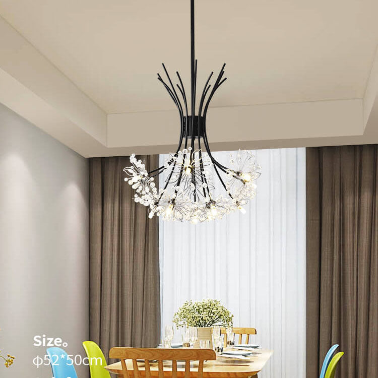 Dandelux Elegance Kristall-Kronleuchter | 13 & 19 Lichter | Dandelion Design | Warmes & Weißes Licht | Dekorative Beleuchtung für Zuhause