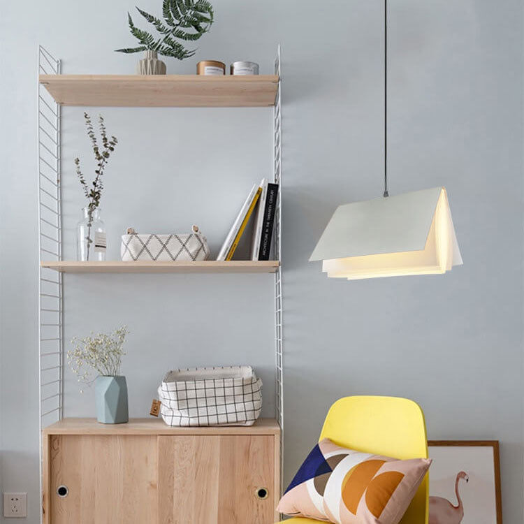 FlyLit Buchform Pendelleuchte | 1-Licht | Metall & PVC | Kreatives Design | Beleuchtung für Zuhause