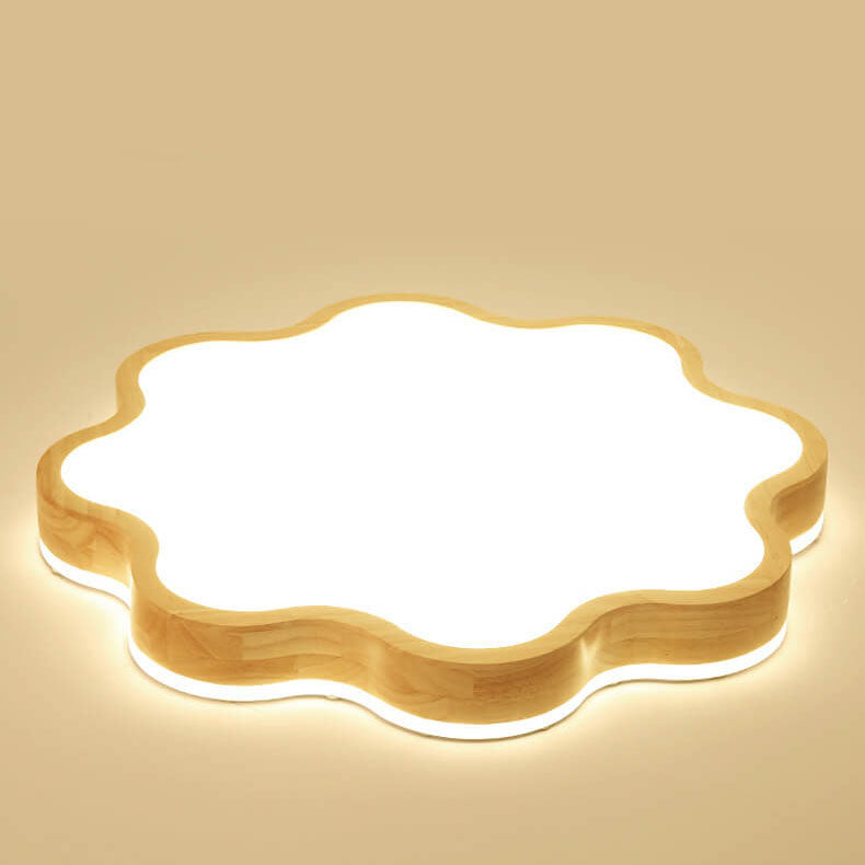 Blomina LED Deckenleuchte | Blütenförmiges Holzdesign | Nordic Stil | Dimmbar & Farbwechsel | Deckenlampe