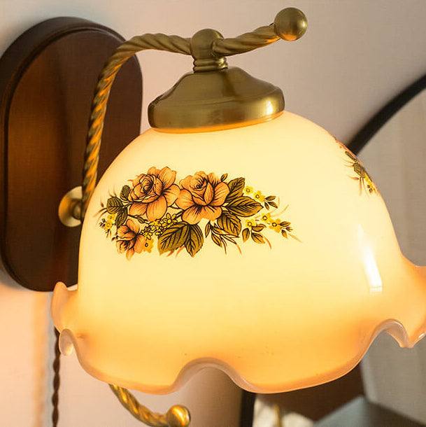 BelleLumière Französische Vintage Wandleuchte | Glas-Petals Design | Elegante Wandlampe | Deko & Beleuchtung