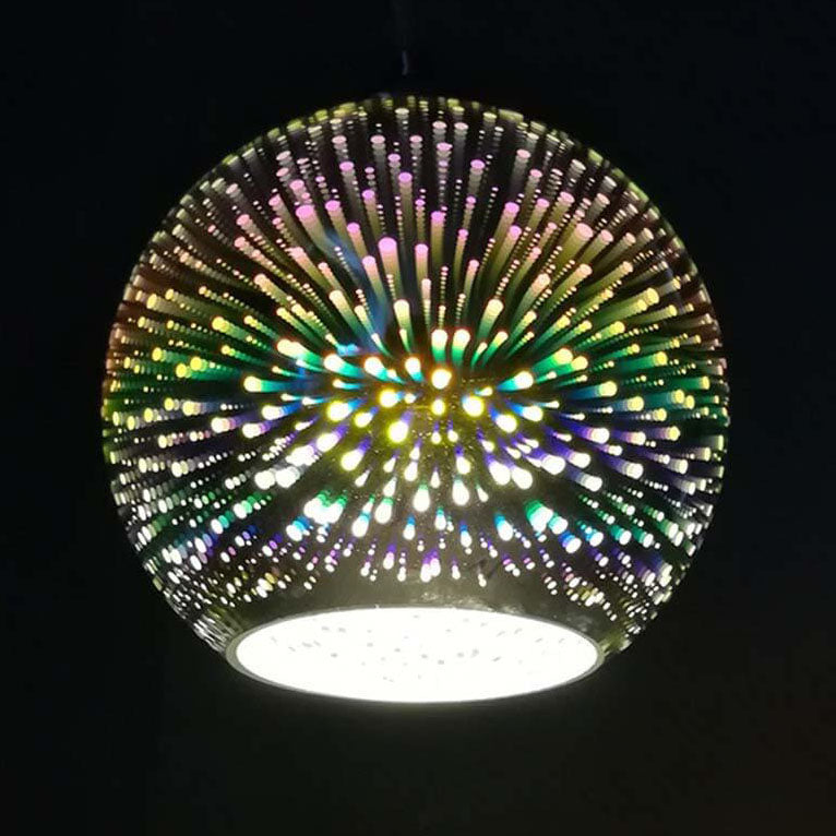 ElysianSpark 3D Creative LED Kronleuchter | 2/3 Lichter | Feuerwerksglas-Dome | Modernes Design | Stimmungslicht für Zuhause