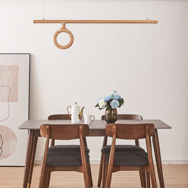 KuroLume LED Holzleuchter | Japanisches Design | Moderner Holzstreifen-Kronleuchter | Warmweiß & Kaltweiß