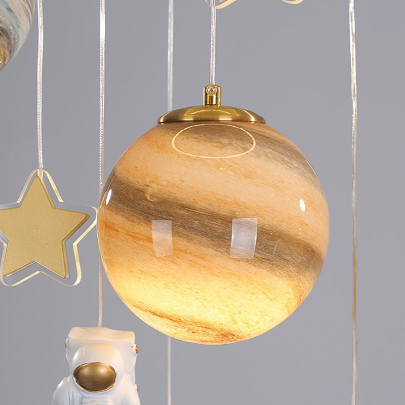 AstroGlow Kinder Deckenleuchte | Skandinavisches Planeten-Design | Acryl & Glas | LED Flush Mount
