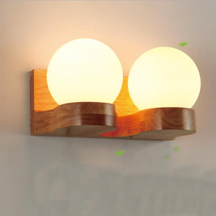 WoodSphere Nordic Wandlampe | Massivholz & Kugeldesign | 1/2-flammig | Dekorative Beleuchtung