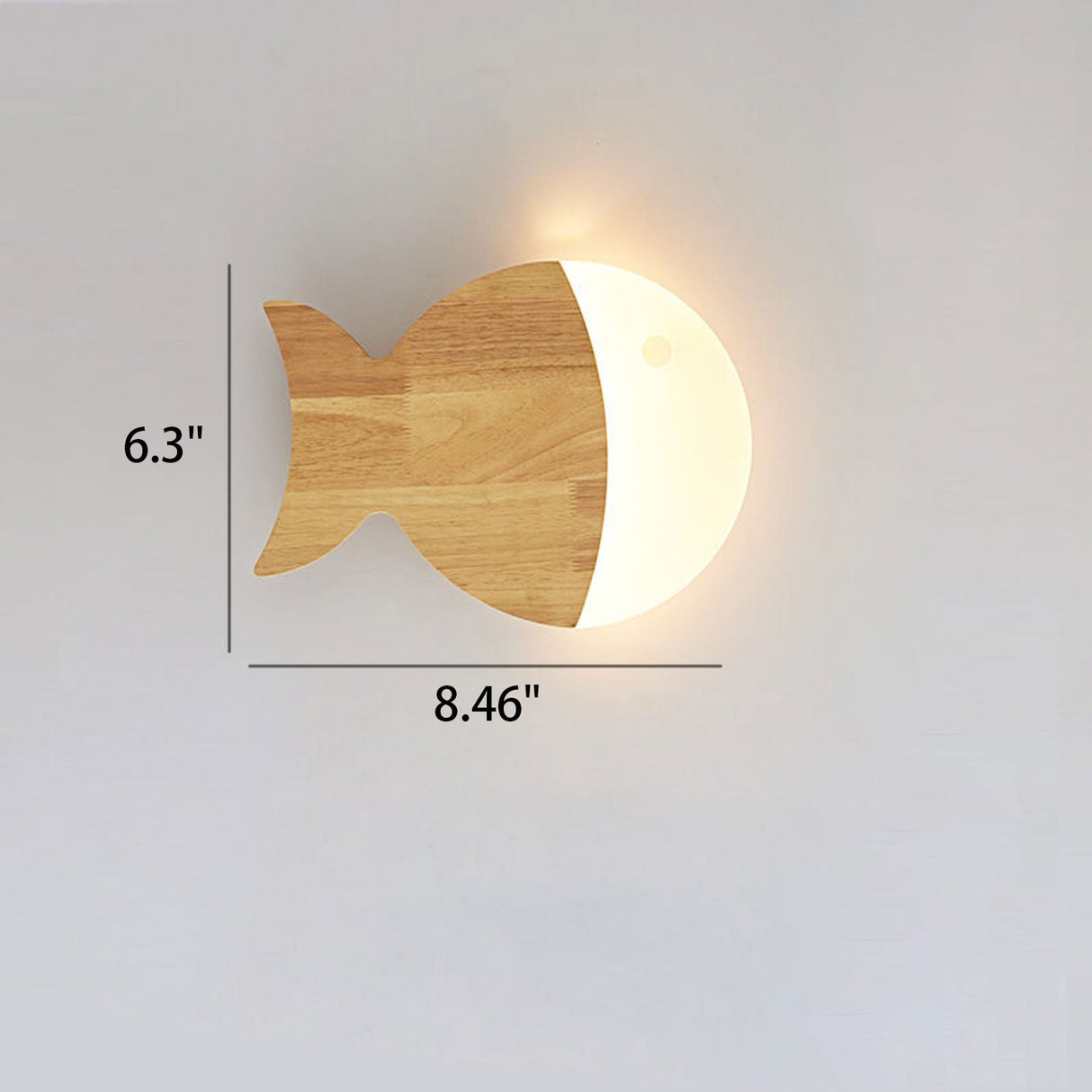 Fynnora Nordic Wandlampe | Eiche & Acryl | Minimalistisches Fisch-Design | LED Beleuchtung