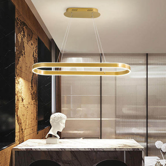 LumaOval Minimalistische LED Pendelleuchte | Ovales Aluminium-Design | Dimmbares Licht | Luxus Kronleuchter