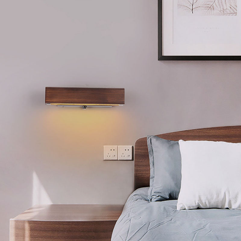 NordicBeam LED Wandleuchte | Rechteckiges Holz- & Eisen-Design | Modern & Skandinavisch | Für Schlafzimmer & Wohnräume