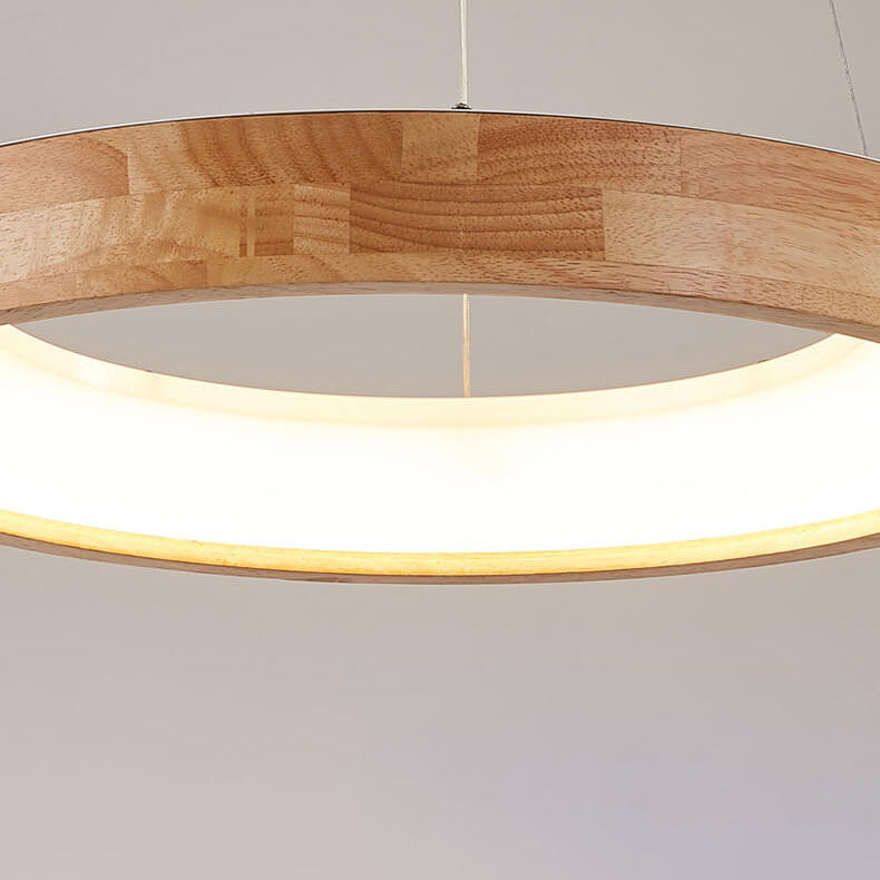 ZenCircle Japanischer LED Kronleuchter | Minimalistisches Design | Holzring | Dimmbar