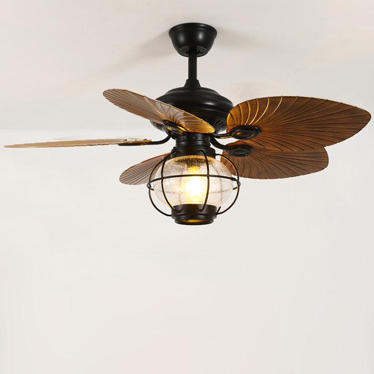 BreezeLantern Rustikale Deckenventilator-Leuchte | Bananenblatt-Design | Mit Fernbedienung | Für Terrasse & Garten