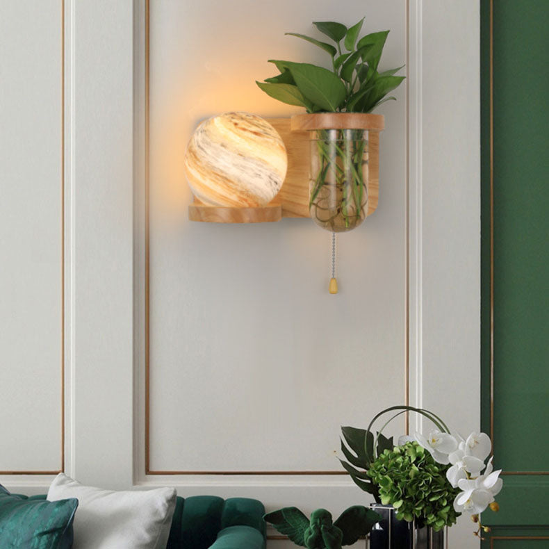 Orbano Wandleuchte | Modernes Eichenholz-Design | Planeten-inspirierter Stil | 1-flammig
