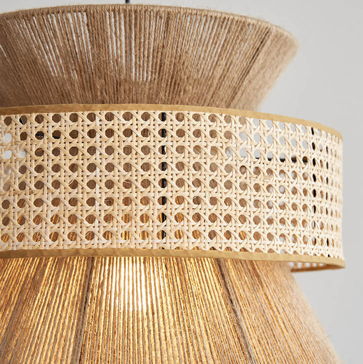 ArtraHaven Handgewebte Rattan Pendelleuchte | Traditioneller Zen-Stil | Natürliche Eleganz | Wohnzimmerbeleuchtung