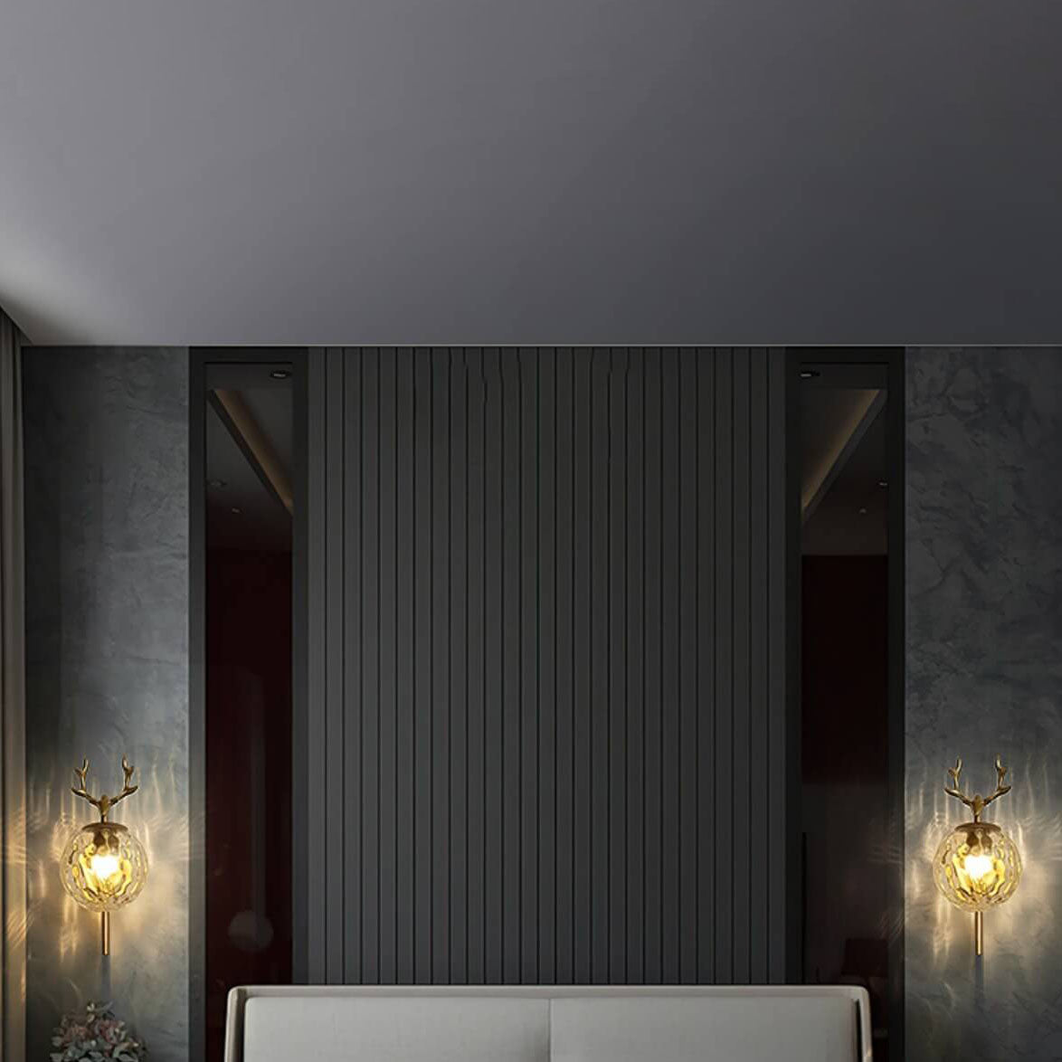 Antleon Nordic Wandleuchte | Luxuriöses Geweih-Design | Glaslampenschirm | Elegante Wandbeleuchtung