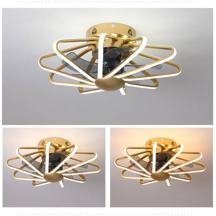 BreezeCage LED Deckenventilator | Nordic Käfig-Design | Semi-Flush Mount | Beleuchtung & Ventilator | Modern & Stilvoll