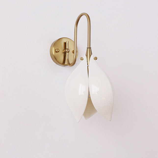 Magnoliva Keramikwandleuchte | Retro-Blumendesign | Eisenrahmen | Schlafzimmerbeleuchtung