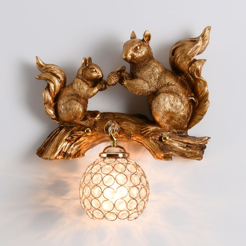 Crystanova Wandleuchte | Kreatives Eichhörnchen-Design | Kristall-Details | 1-flammige Lampe für Schlafzimmer