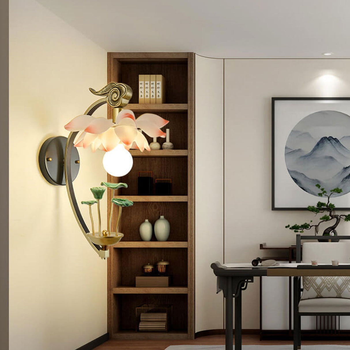 LotuLume Wandlampe | Modernes Lotus-Design aus Keramik & Harz | Elegante 1-Flammige Wandleuchte