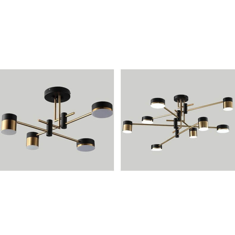 ZenithGlow Minimalistische Deckenleuchte | Schwarz-Gold Design | 4-8 Lichter | Halbaufbau-Leuchte