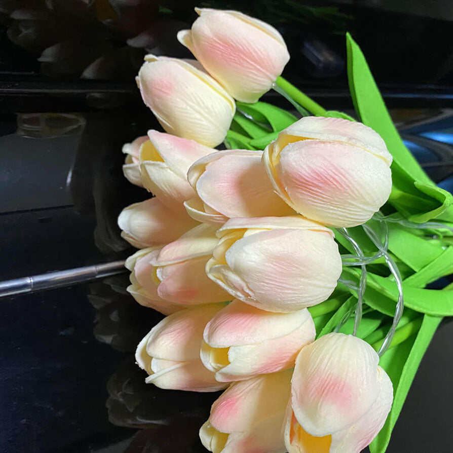 Florina TulipGlow LED Tischlampe | Tiffany-Stil | Blumen-Dekoration | 10/15-Licht-Design