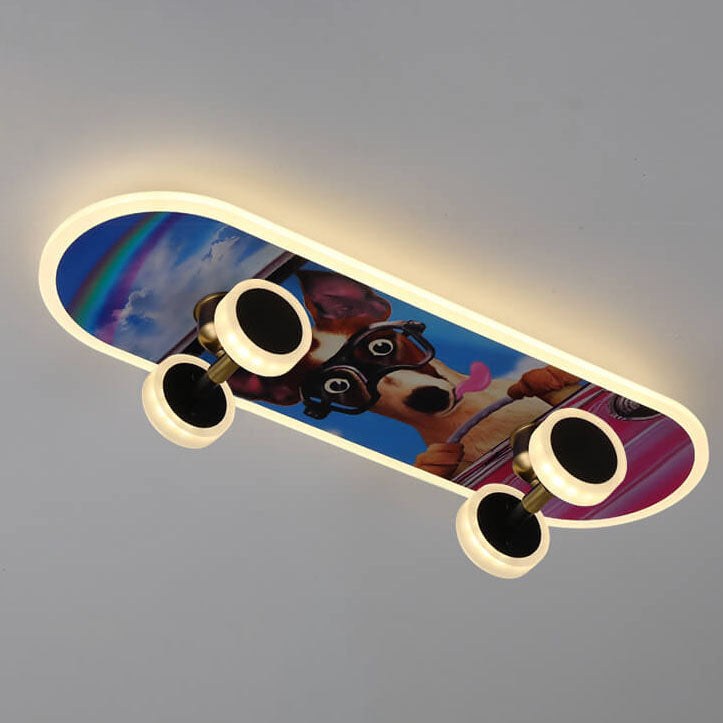 SkateBright LED Deckenleuchte | Cartoon Skateboard Design | Kinderzimmer Beleuchtung | Dimmbar | Acryl