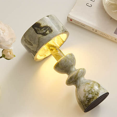 LumiIron Minimalistische LED Tischlampe mit Marmorfuß | USB-Anschluss | Dekorative Beleuchtung | Weiß, Orange, Grün, Translucent Weiß