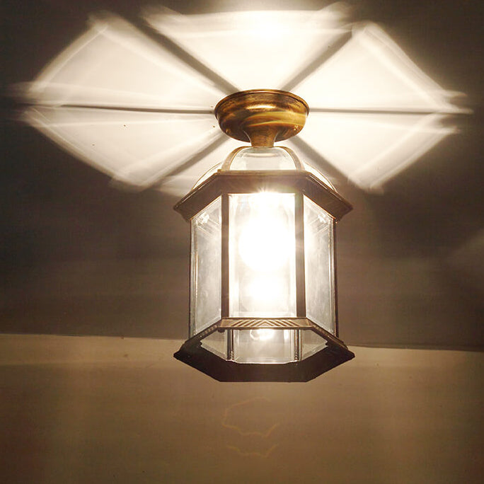 HexaLux Außenlaterne Deckenleuchte | Wasserdicht | Hexagonales Design | Semi-Aufbau-Montage