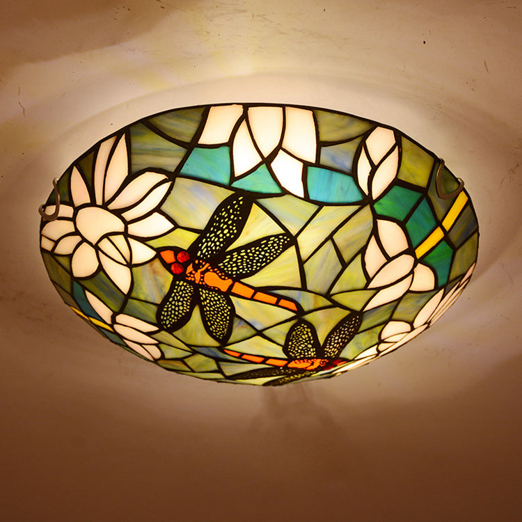 VitraFly Tiffany Deckenleuchte | Vintage Dragonfly Design | Buntes Glas | 2/3-Licht Flush Mount | Exklusive Beleuchtung