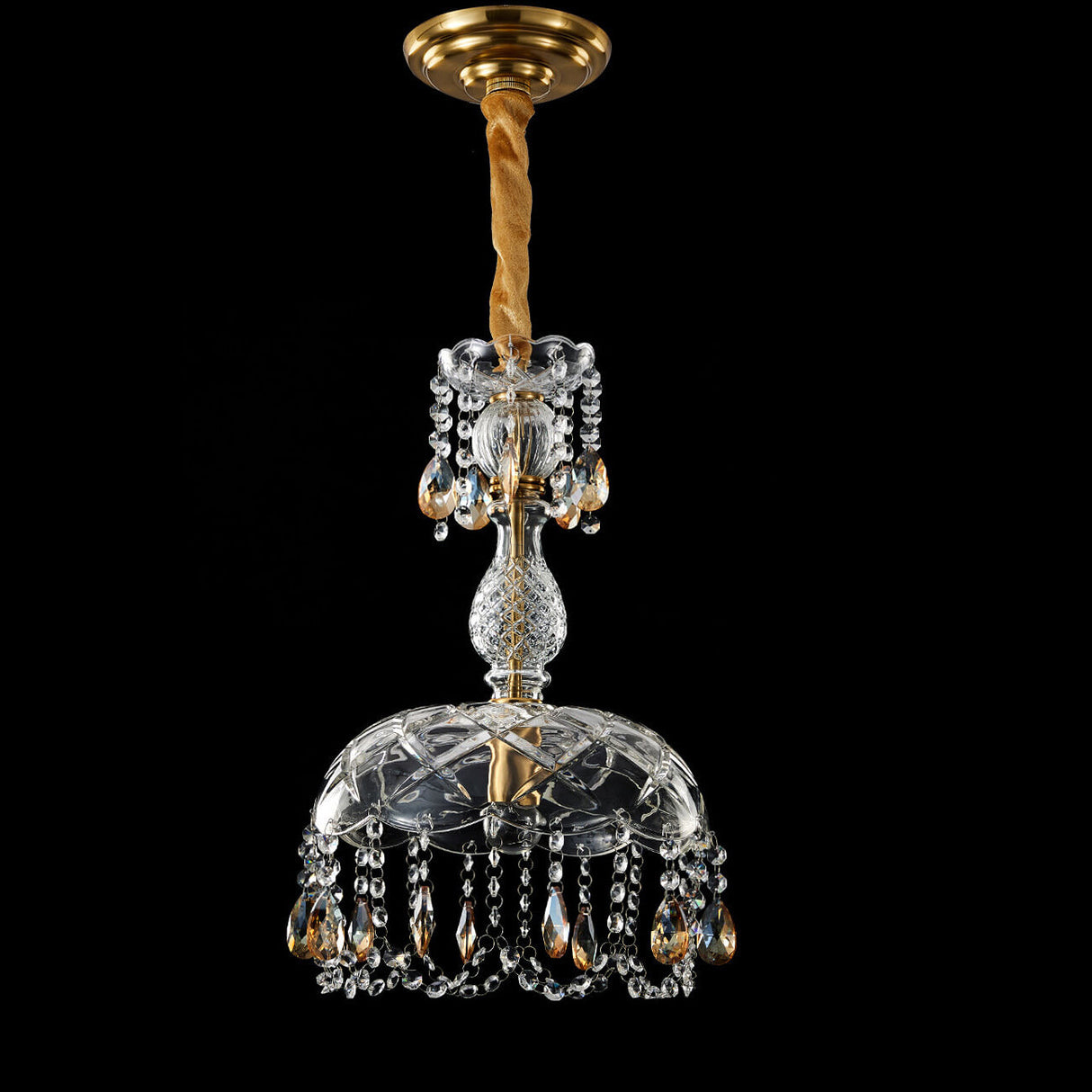 CrystalVive Pendelleuchte | Luxus Kristallkuppel | Moderne 1-Licht Hängelampe | Elegante Beleuchtung für Zuhause