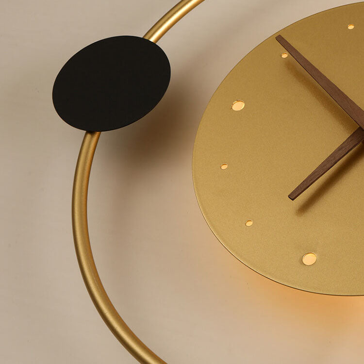 ChronoLume LED Wandleuchte | Modernes Nordic Design | Kreative Uhr & Licht Kombination | Wandlampe in Schwarz & Gold