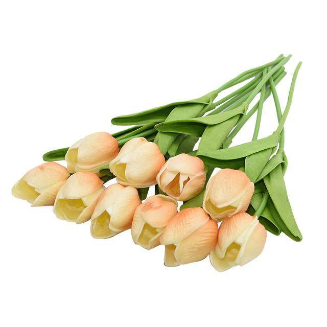 TulipaBloom Künstliche Tulpen aus Seide | 10er-Set | Realistische Blumen für Zuhause & Hochzeiten