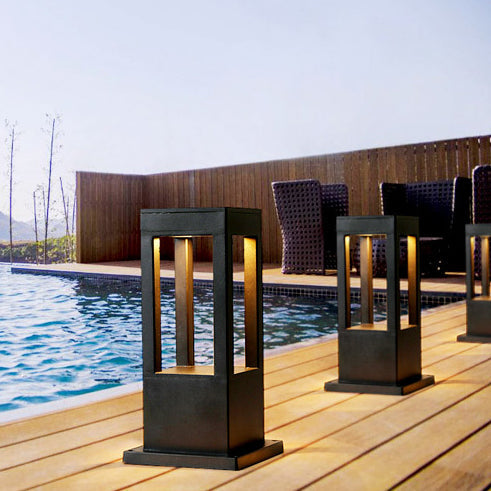 LumiTide LED Gartenlampe | Hohles geometrisches Design | Modernes Lichtsäulen-Layout | Außenbeleuchtung für Garten und Terrasse