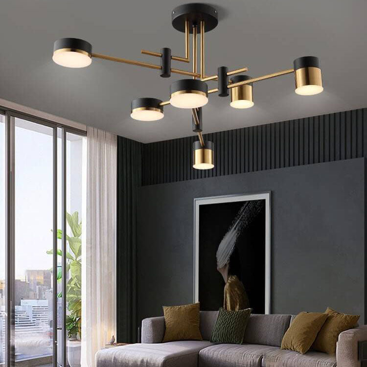 ZenithGlow Minimalistische Deckenleuchte | Schwarz-Gold Design | 4-8 Lichter | Halbaufbau-Leuchte