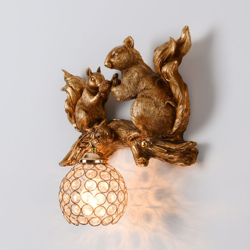 Crystanova Wandleuchte | Kreatives Eichhörnchen-Design | Kristall-Details | 1-flammige Lampe für Schlafzimmer