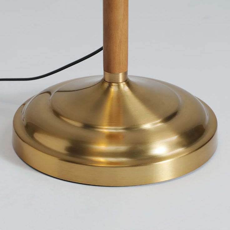 Shinrai Japanische Vintage Stehlampe | Massivholz & Eisen | Stoffschirm | 1-flammig | Dekorative Beleuchtung