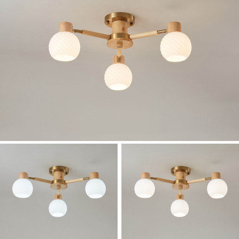 TranquiLight Wabi-Sabi Deckenleuchte | Minimalistisches Design | Holz & Glas | 3/6/8-Licht Lampe