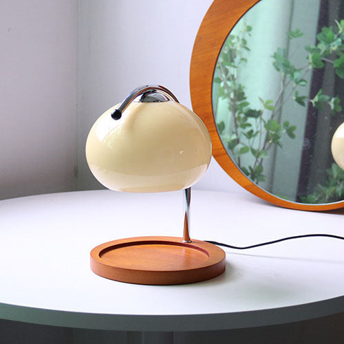 Melva Vintage Glasdom-Lampe mit Holzsockel | Schmelzendes Wachs | Dimmer | Stimmungslicht | Deko für Zuhause