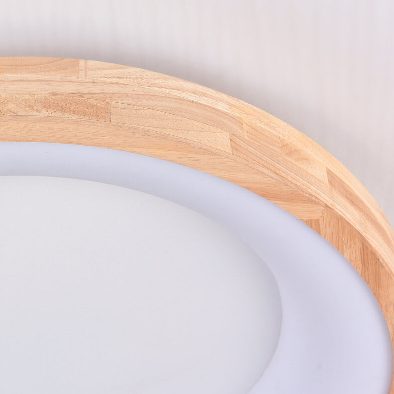 ScandiAura Holz LED Deckenleuchte | Minimalistisches Runddesign | Warmes Licht | Energiesparend