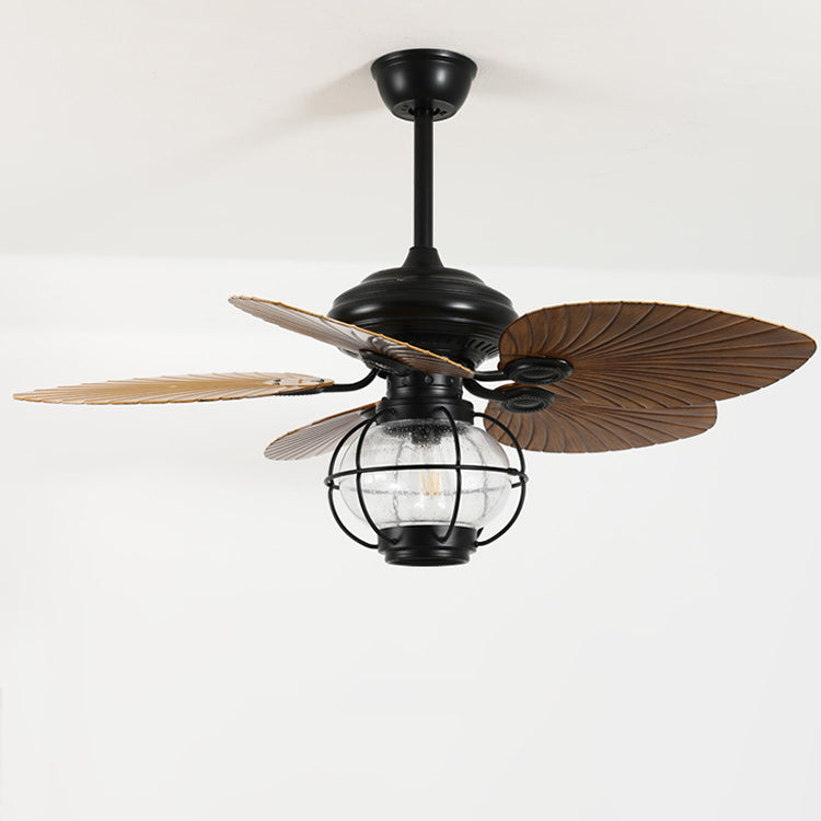 BreezeLantern Rustikale Deckenventilator-Leuchte | Bananenblatt-Design | Mit Fernbedienung | Für Terrasse & Garten