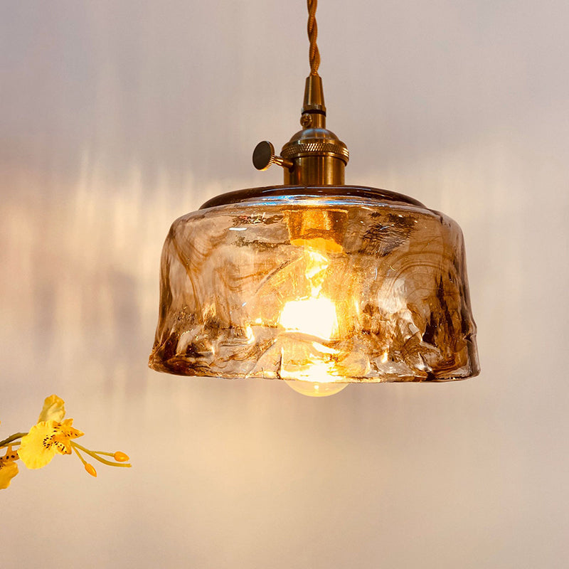 Amberlux Vintage Pendelleuchte | Quadratisches Glas & Messing | Traditionelles Design | Wohnzimmerlicht