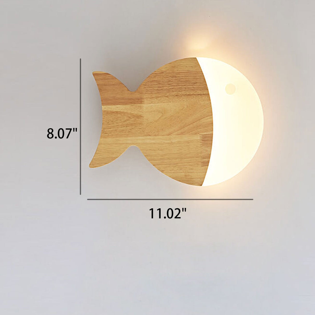 Fynnora Nordic Wandlampe | Eiche & Acryl | Minimalistisches Fisch-Design | LED Beleuchtung