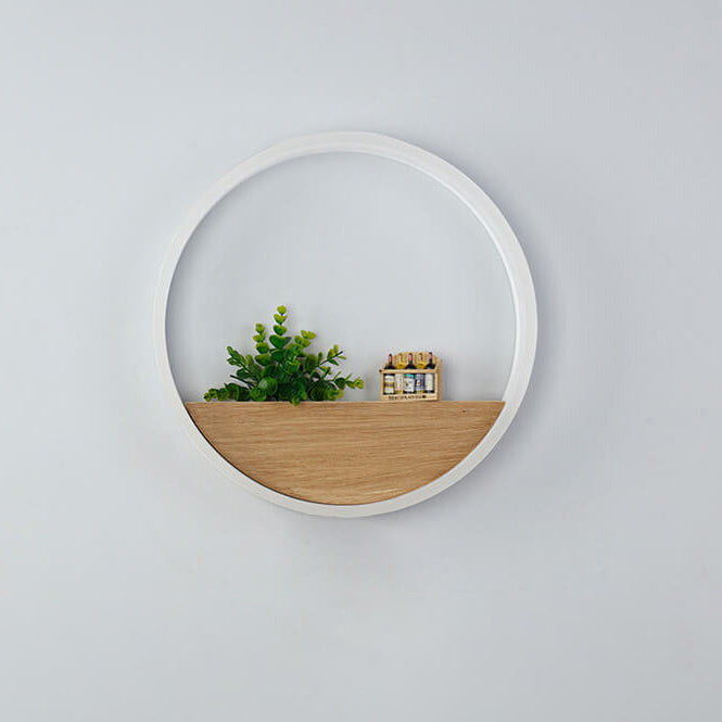 Lumoshelf LED Wandleuchte | Massivholz mit Ablage | Runde Wandlampe | Warm- & Weißlicht