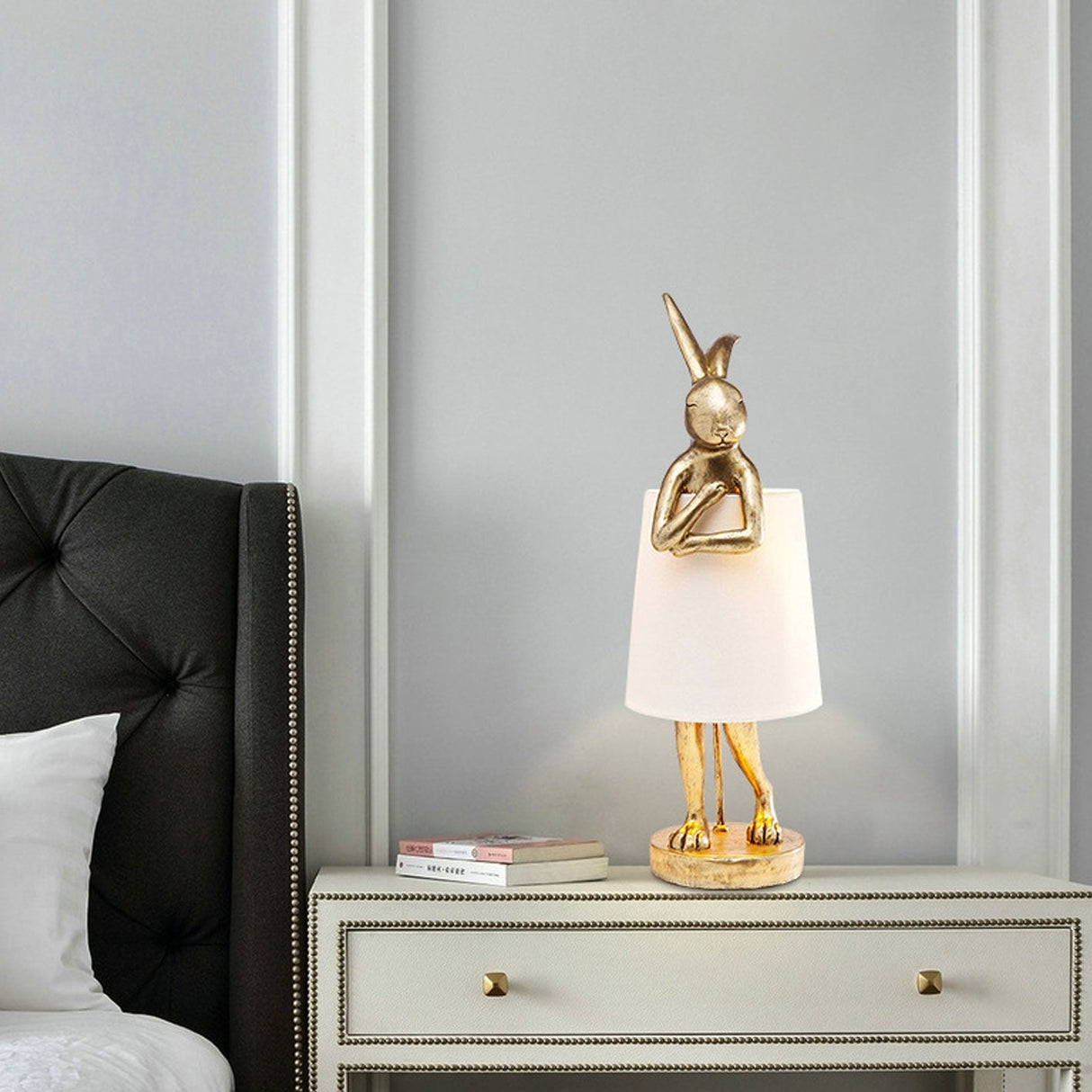 LunaBeam Nordic Rabbit LED Tischlampe | Kabellos | Stimmungslicht | Resin Design | Dekoration für Zuhause