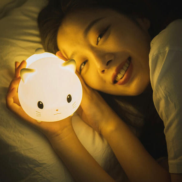GlowKitty LED Nachtlicht | Kreative Silikon-Katzenlampe | USB-Aufladung & Timer | Kinderzimmer & Stimmungslicht